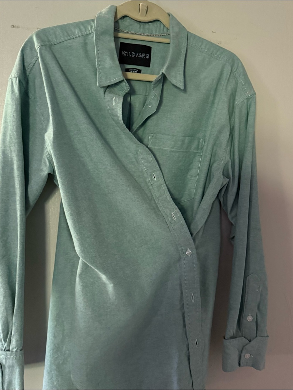 Wildfang Green The Essential long sleeve oversized wrap button up